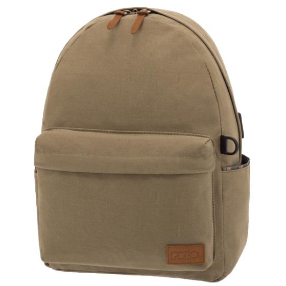 POLO Σχολική τσάντα πλάτης CANVAS Μπεζ 901245-31 2019