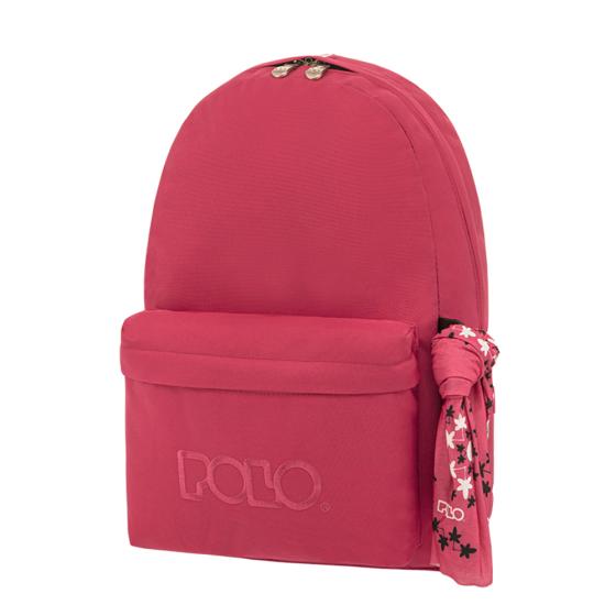 Σχολική τσάντα POLO 2021 ORIGINAL 40cm x 21cm x 18cm φούξια & μαντήλι δώρο 