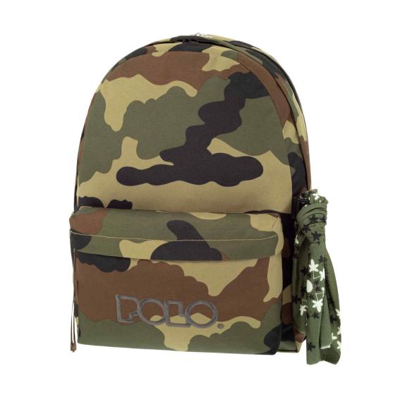 POLO Σχολική τσάντα πλάτης 901235-2900 DOUBLE SCARF 2023 Στρατιωτική