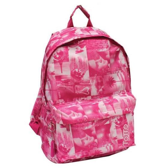 Σχολική τσάντα TOTTO Morral ροζ σχέδιο 32x40x13cm 0581129
