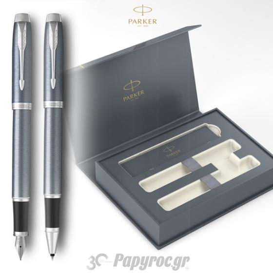 SET GIFTPACK PARKER Πένα & Στυλό Roller Ball NEW I.M PREMIUM CORE BLUE GREY CT