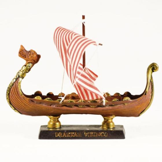 Vintage ξύλινο διακοσμητικό Καράβι Vikings Με Πανί Πολυεστερικό 12.0 cm