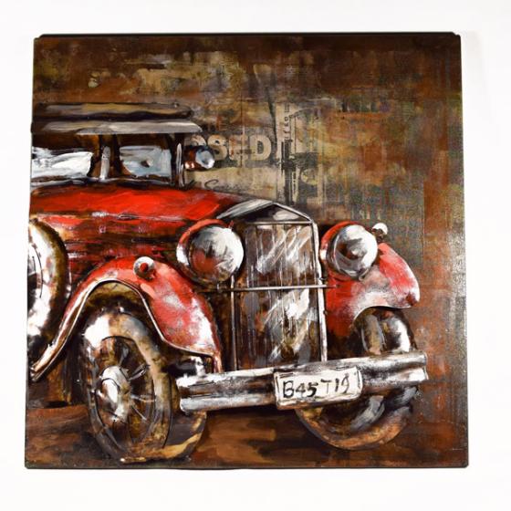 Vintage Κρεμαστό κάδρο πίνακας ξύλινος με μεταλλικό Αυτοκίνητο 50.0 cm