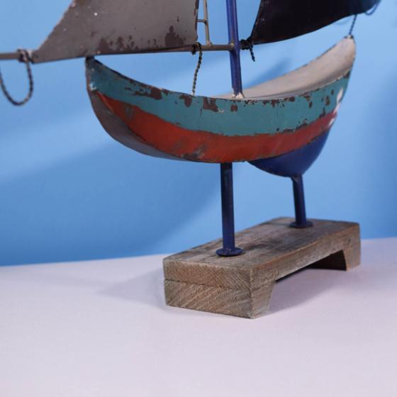 Vintage Διακοσμητικό Καράβι Μεταλλικό με βάση 71.0cm