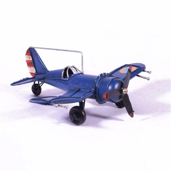 Vintage Διακοσμητικό μεταλλικό μινιατούρα - Μπλε Αεροπλάνο 16.5cm
