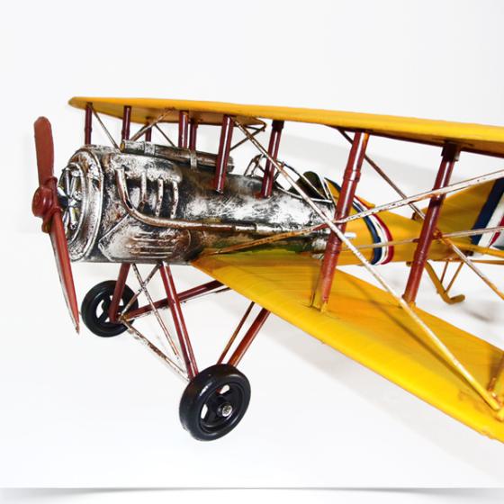 Vintage Διακοσμητικό Αεροπλάνο πολεμικό κίτρινο μουσταρδί μεγάλων διαστάσεων 48.0 cm 