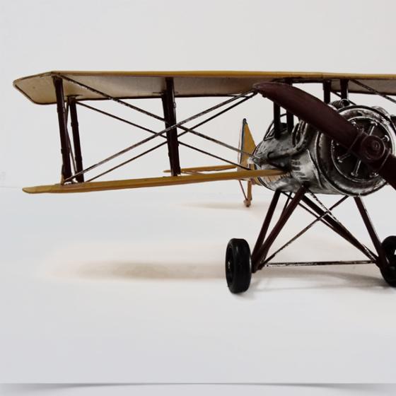 Vintage Διακοσμητικό Αεροπλάνο πολεμικό κίτρινο μουσταρδί μεγάλων διαστάσεων 48.0 cm 
