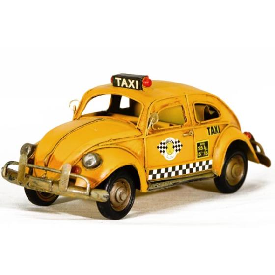 Vintage Διακοσμητικό μινιατούρα Σκαραβαίος Taxi Κίτρινο 25.0 cm