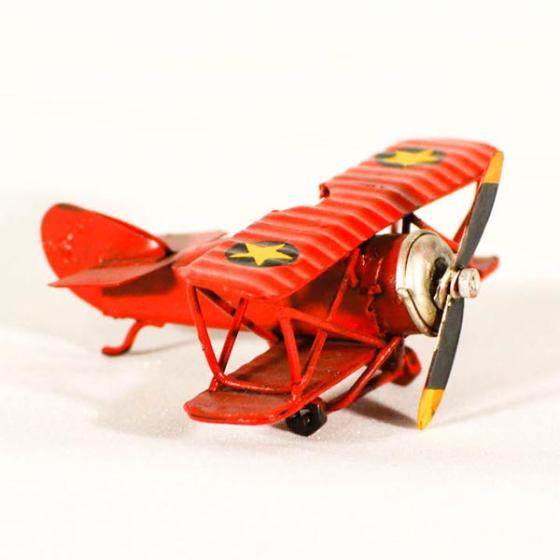 Vintage Διακοσμητικό μεταλλικό μινιατούρα - Αεροπλάνο κόκκινο 7cm