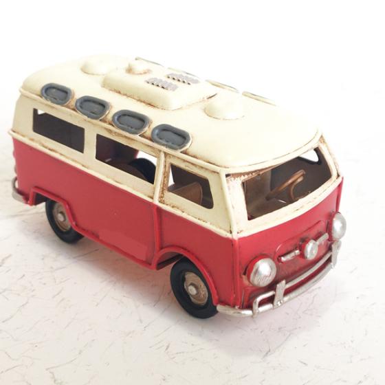 Vintage Διακοσμητικό - Λεωφορείο Βανάκι Κόκκινο μεταλλικό 11 × 5 × 6 cm