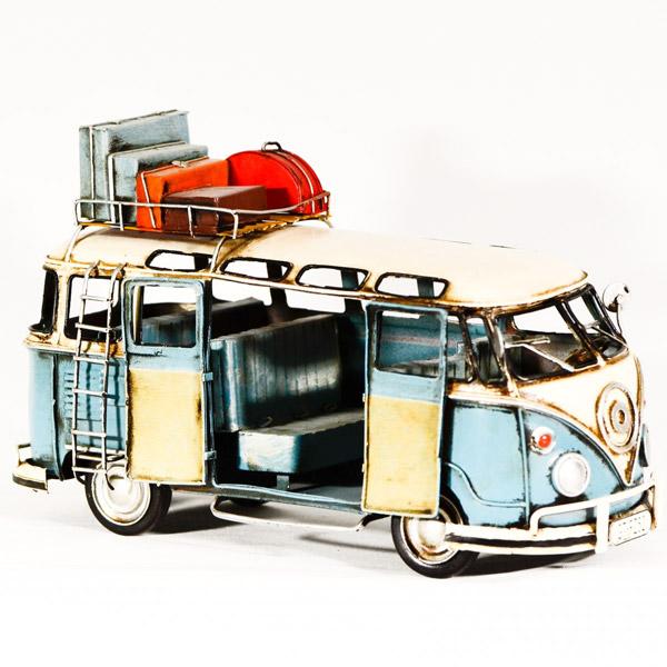 Vintage Διακοσμητικό μεταλλική μινιατούρα - Γαλάζιο λεωφορείο 27cm
