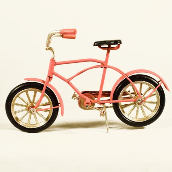 Vintage Διακοσμητικό μεταλλική μινιατούρα - Ροζ Ποδήλατο 16.0 cm