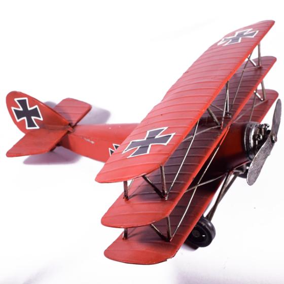 Vintage Διακοσμητικό μεταλλικό μινιατούρα - Αεροπλάνο Κόκκινο 35cm