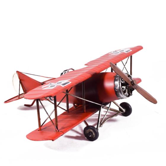 Vintage Διακοσμητικό μεταλλικό μινιατούρα - Αεροπλάνο Κόκκινο 28.0cm