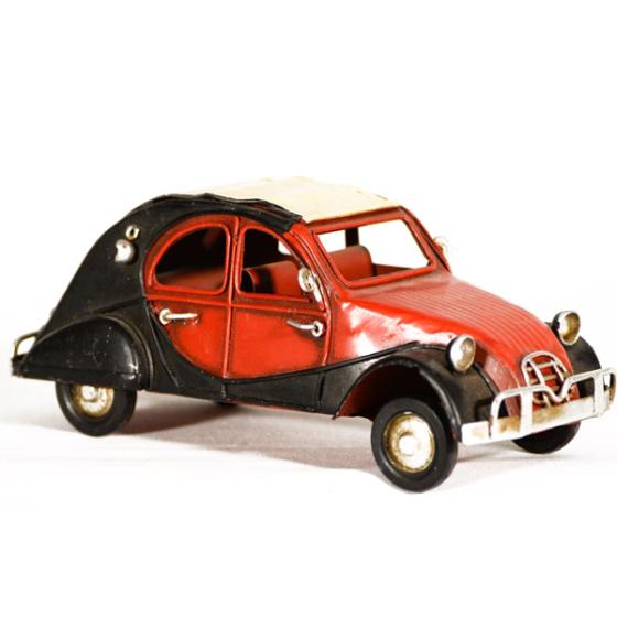 Vintage Διακοσμητικό μεταλλική μινιατούρα - Κόκκινο με μαύρο αυτοκίνητο Σκαραβαίος 16.0 cm