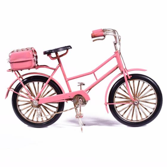 Vintage Διακοσμητικό μεταλλική μινιατούρα - Ροζ Ποδήλατο 23.0 cm