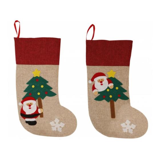 Χριστουγεννιάτικη κάλτσα Άγιος Βασίλης 45εκ (2 σχέδια)