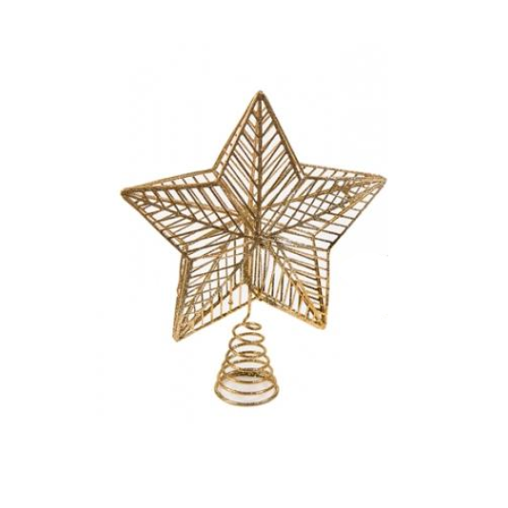 Χριστουγεννιάτικο στολίδι κορυφής δέντρου μεταλλικό Αστέρι 24cm Χρυσό
