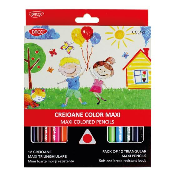 Σχολικές Ξυλομπογιές DACO MAXI τριγωνικές 12 χρώματα 5 mm