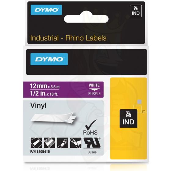 DYMO Ετικέτες RHINO 12mm x 1.5Μ White on Purple Vinyl 1805415