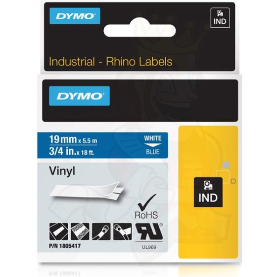 DYMO Ετικέτες RHINO 19m X 5.5Μ White on Blue Vinyl 1805417