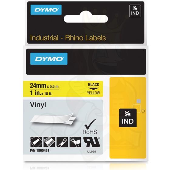 DYMO Ετικέτες RHINO 24m X 5.5Μ Black on Yellow Vinyl 1805431