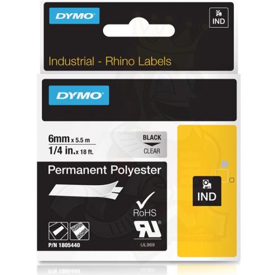 DYMO Ετικέτες RHINO 6m X 5.5Μ Black on Clear Polyester 1805440