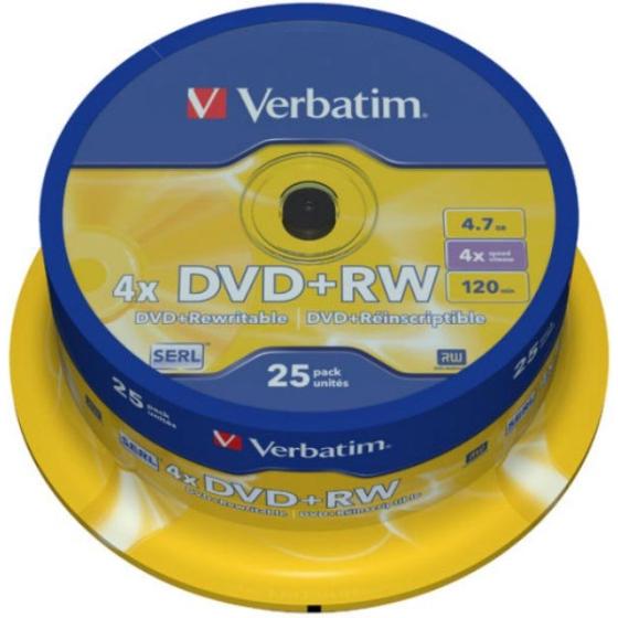 ΔΙΣΚΟΙ VERBATIM DVD+RW 4,7GB 4X CB 25τεμ 43489