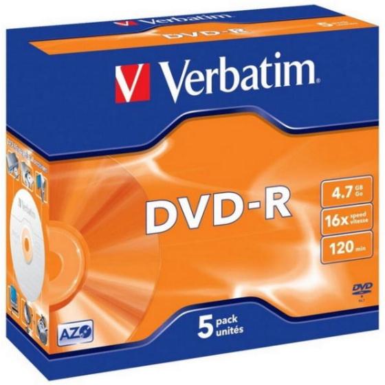 ΔΙΣΚΟΙ VERBATIM DVD-R 4,7GB 16X JC 5τεμ 43519