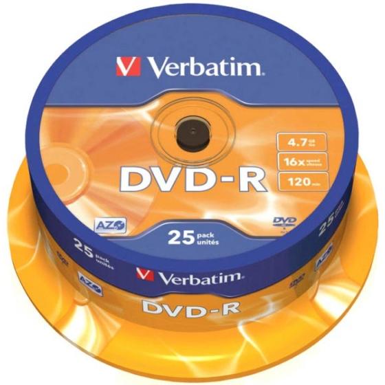 ΔΙΣΚΟΙ VERBATIM DVD-R 4,7GB 16X CB 25τεμ 43522
