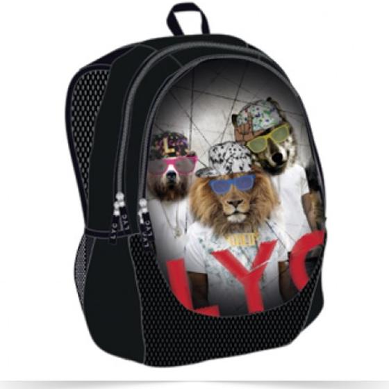 Σχολική τσάντα πλάτης LYCSAC Lion rappers 45x31x18 cm 61031