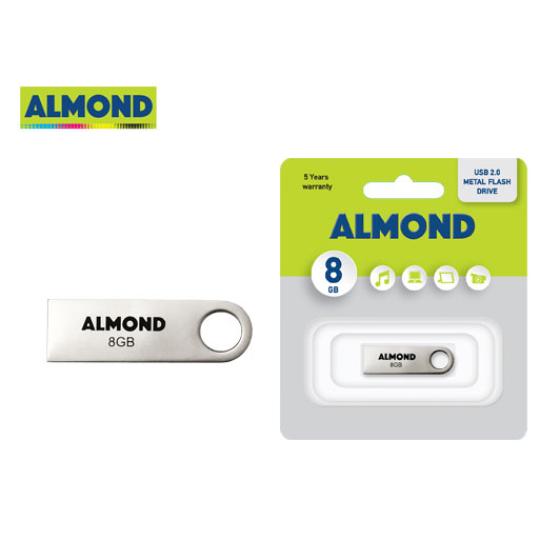 ALMOND FLASH DRIVE USB 8GB ΜΕΤΑΛΛΙΚΟ MINI