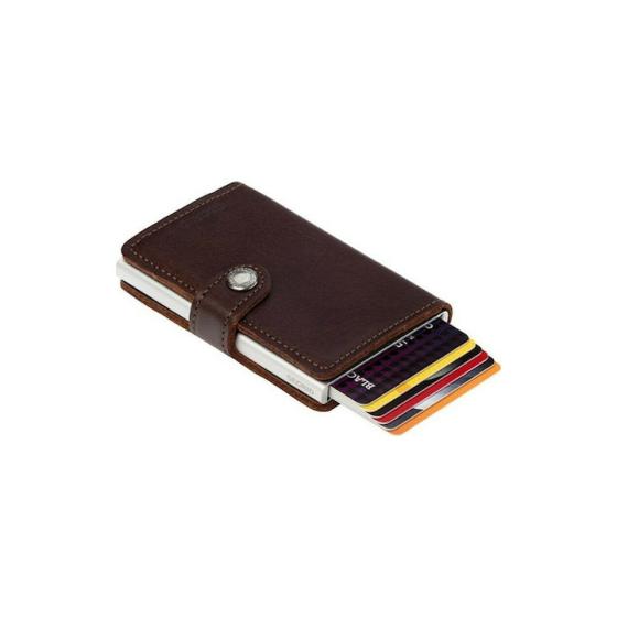 Secrid Miniwallet Original Δερμάτινο Unisex Πορτοφόλι Καρτών με RFID και Μηχανισμό Slide Καφέ