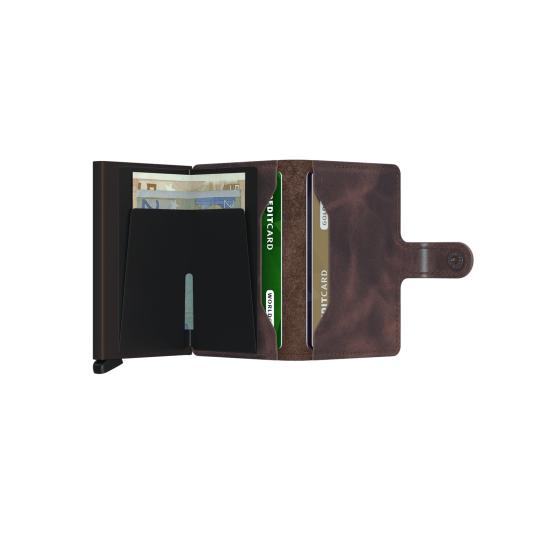 Secrid Miniwallet Original Δερμάτινο Unisex Πορτοφόλι Καρτών με RFID και Μηχανισμό Slide Vintage Chocolate