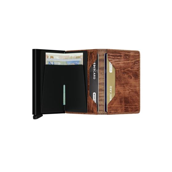 Secrid Slimwallet Vintage Δερμάτινο Unisex Πορτοφόλι Καρτών με RFID και Μηχανισμό Slide Whiskey