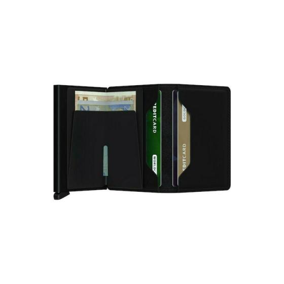 Secrid Slimwallet Vintage Δερμάτινο Unisex Πορτοφόλι Καρτών με RFID και Μηχανισμό Slide Matte Black