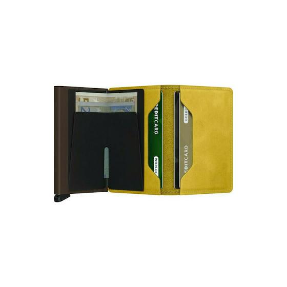 Secrid Slimwallet Vintage Δερμάτινο Unisex Πορτοφόλι Καρτών με RFID και Μηχανισμό Slide Vintage Ochre