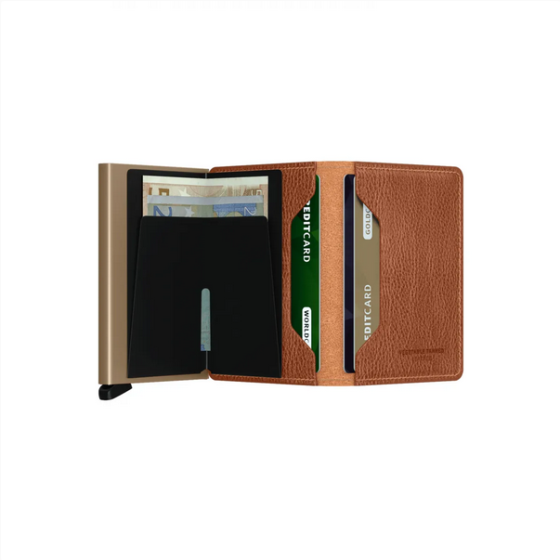 Secrid Slimwallet Vintage Δερμάτινο Unisex Πορτοφόλι Καρτών με RFID και Μηχανισμό Slide Caramelo Sand
