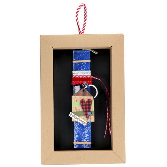 Χειροποίητη Πασχαλινή Λαμπάδα SYNCHRONIA Αρωματική 20 Μπρελόκ Σπίτι - Μπλε + Κουτί δώρου