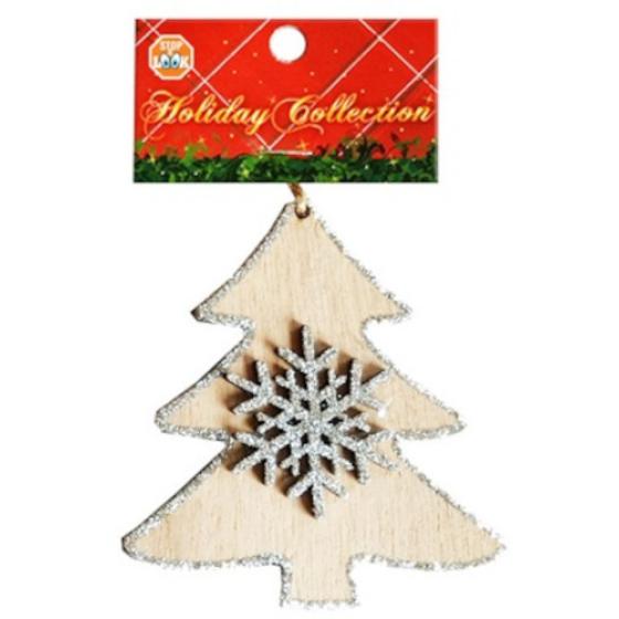 Χριστουγεννιάτικο αξεσουάρ Stop & Look κρεμαστό ξύλινο δέντρο 9cm