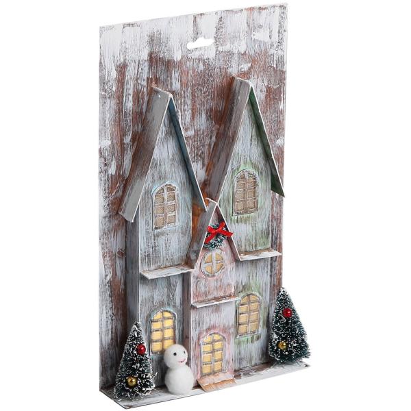 Χριστουγεννιάτικο διακοσμητικό Stop & Look Σπίτι με LED 17x5x30 cm επιτοίχιο