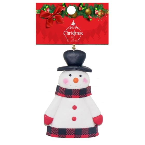 Χριστουγεννιάτικο αξεσουάρ Stop & Look κρεμαστό πορσελάνη Χιονάνθρωπος 9cm