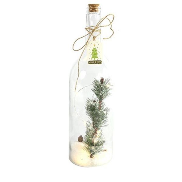 Χριστουγεννιάτικο διακοσμητικό CF label Μπουκάλι με Χριστουγεννιάτικο κλαδί 45cm
