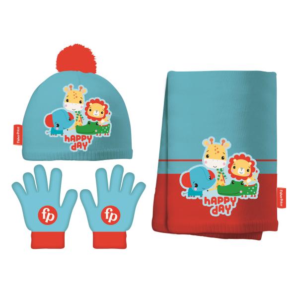 Παιδικό σετ σκουφάκι γάντια & κασκόλ Fisher Price  Happy Day