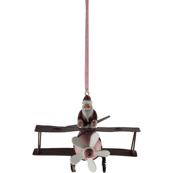 Χριστουγεννιάτικο αξεσουάρ Magic Deco κρεμαστό μεταλλικό Άγιος Βασίλης αεροπλάνο 9x11x7cm