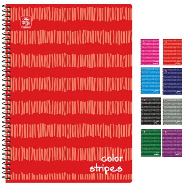 Σχολικά τετράδια σπιράλ TYPOTRUST COLOR STRIPES 3 Θέματα A4 (8 χρώματα)