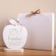 Χειροποίητο ξύλινο διακοσμητικό Μήλο με βάση "Μήνυμα : Best teacher ever" 16cm + κουτί δώρου με κορδέλα