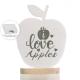 Χειροποίητο ξύλινο διακοσμητικό Μήλο με βάση "Μήνυμα : I Love apples" 16cm + κουτί δώρου με κορδέλα
