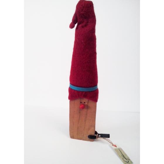 Χριστουγεννιάτικο δώρο Αι Βασίλης ξύλινος με κόκκινο καπέλο 46 Χ 8,5 εκ